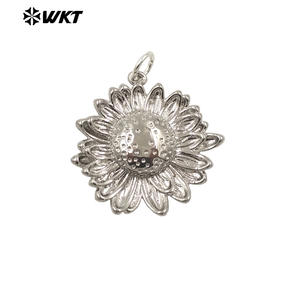 WT-P1999 Trendy and Exquisite Flower Design Fine Yellow Brass Paved Women Gold Plated Sun Flower Pendants