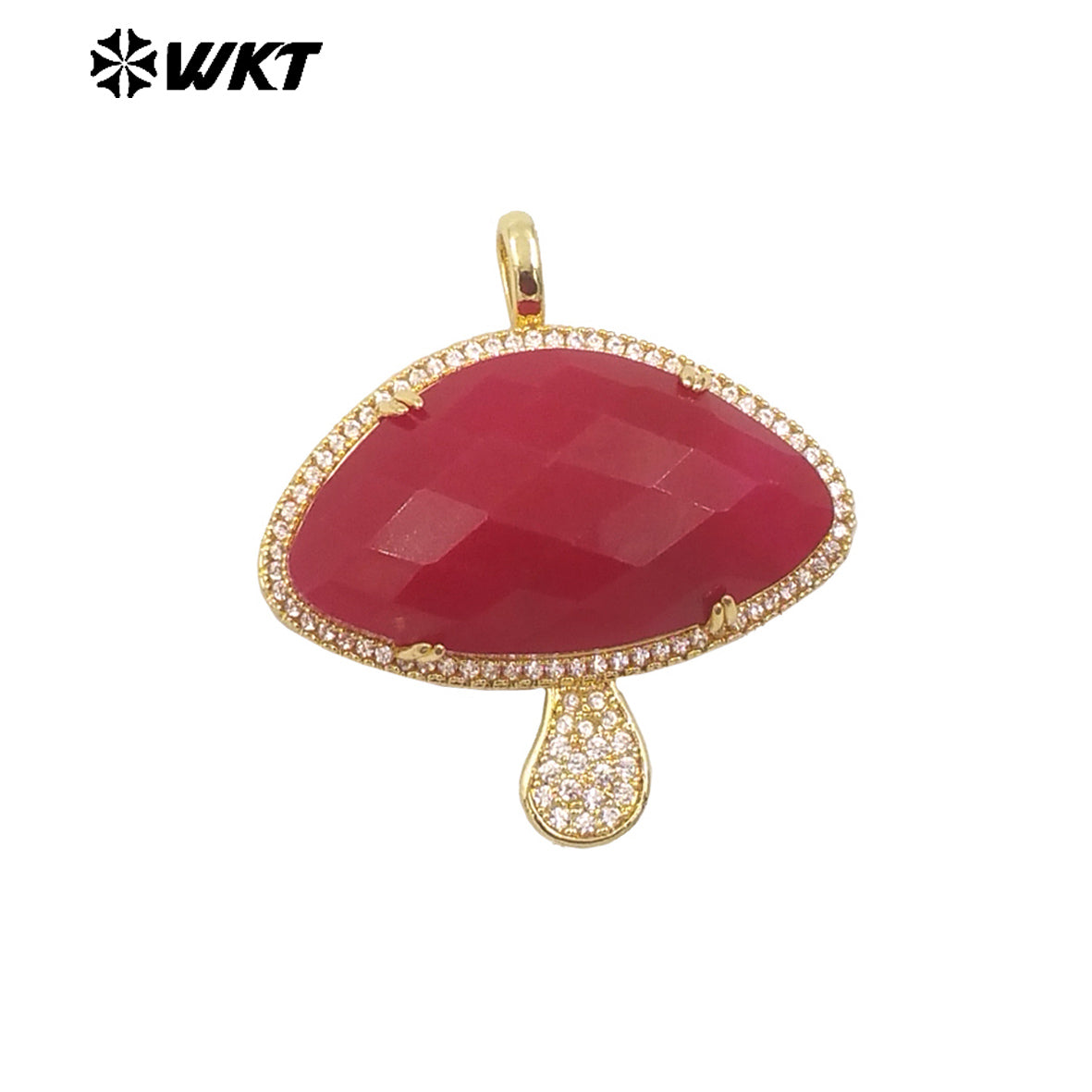 WT-MP297 Lovely 18K Real Gold Plated Natural Gemstone Setting America Popular Mushroom Jewelry Pendants Colors Available