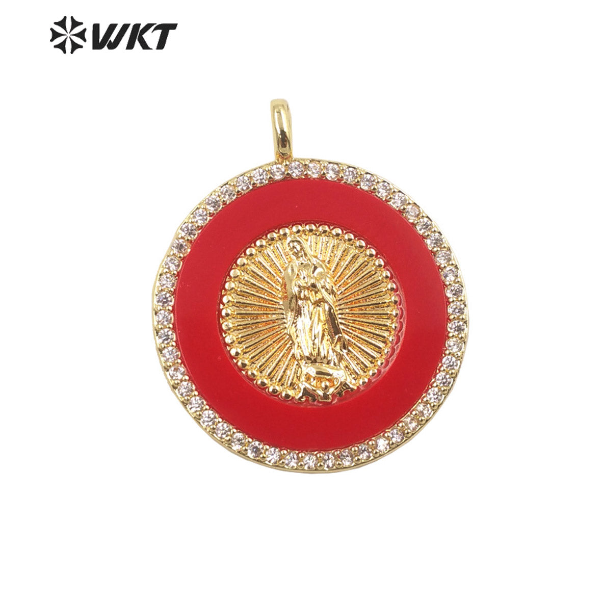 WT-MP272 Newest Vintage Style Ball Shaped Natural Malachite Stone &Cubic Zircon Madonna Design Pendant
