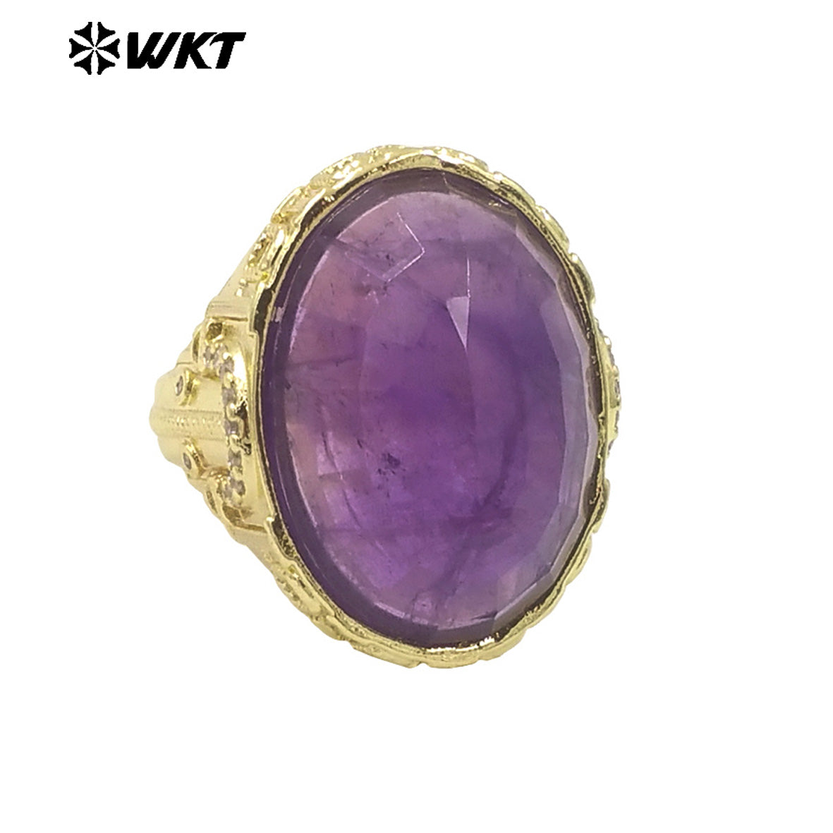 WT-R520 Wholesale Oval Shape Faceted Cabshion Natural Labradorite Stone Anniversary Women Ring in Gold Plated