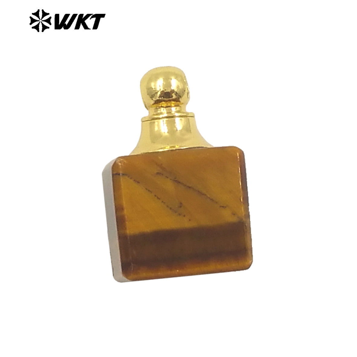 WT-P1978 New Design Wholesale Natural Gemstone Cubic Square Essencial Oil Stone Bottle Pendant for Necklace