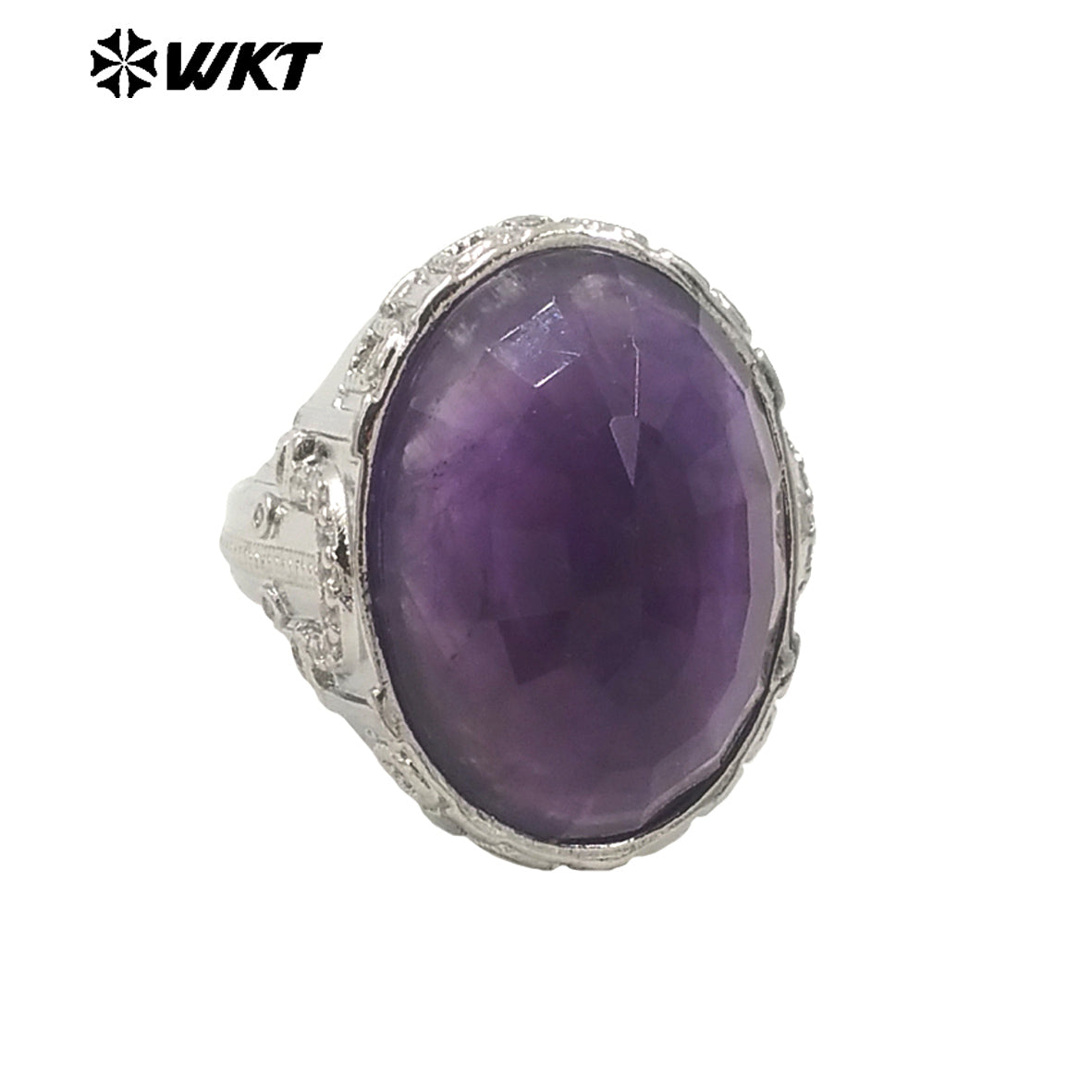 WT-R520 Wholesale Oval Shape Faceted Cabshion Natural Labradorite Stone Anniversary Women Ring in Gold Plated