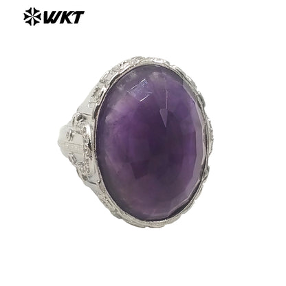 WT-R520 Wholesale Oval Shape Faceted Cabshion Natural Labradorite Stone Anniversary Women Ring in Gold Plated