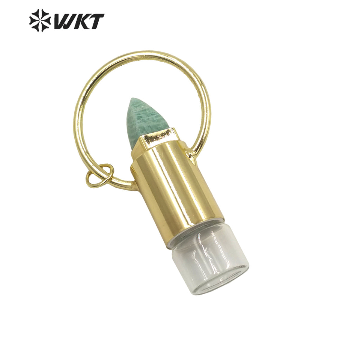 WT-P1664 Wholesale Gorgeous WKT Gold Fashion Natural Stone Lips Shape Roll Perfume Bottle Pendant for Women Gift