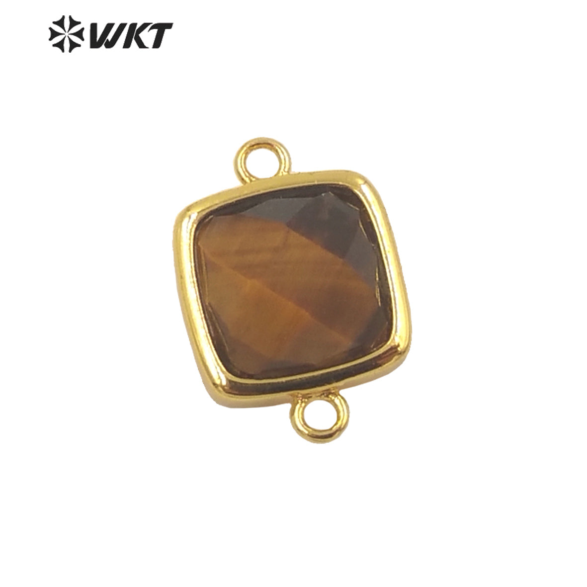 WT-C305 Wholesale Fashion Gold Bezel Double Loops Small square Stone Connectors for Jewelry DIY Design Findings