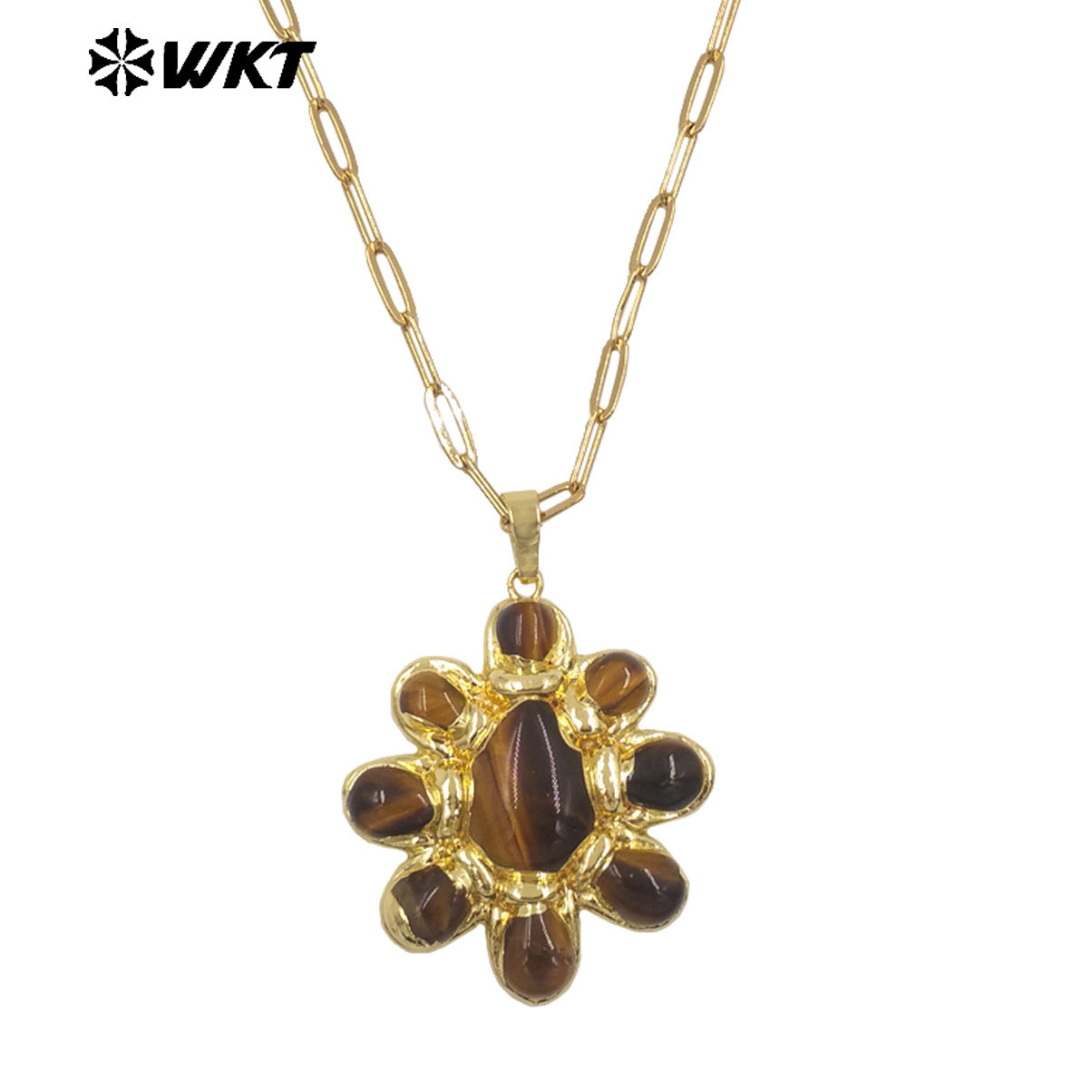 WT-N1528 High Quality Gold Electroplated Amethyst Natural Gemstones Pendants Necklaces For Women Unique Jewelry Present
