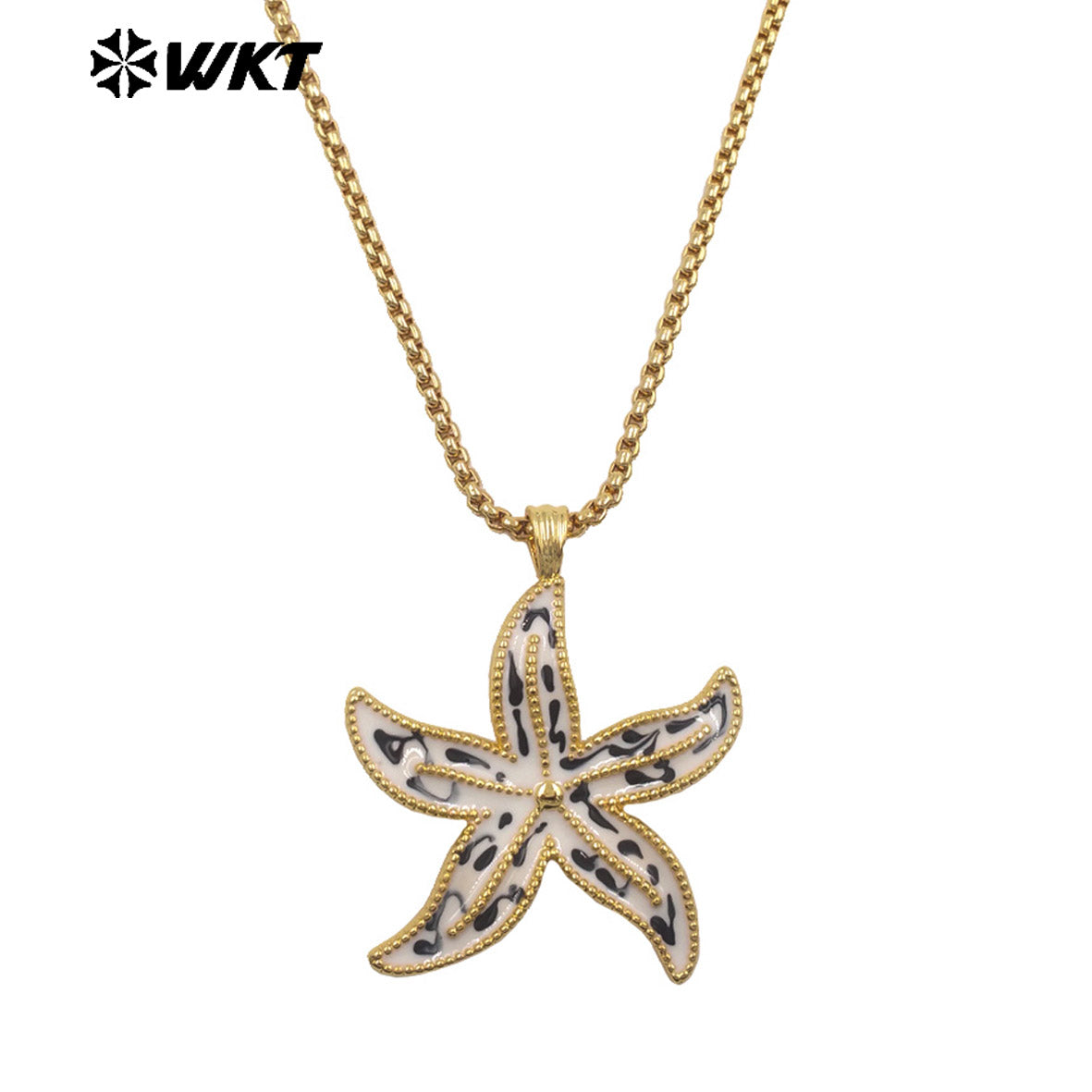 WT-JFN67 Sunmmer Trendy Gold Chain With Drop Oil Starfish Shape Pendant Necklaces For Women Seaside Vacation Wearing Jewelry