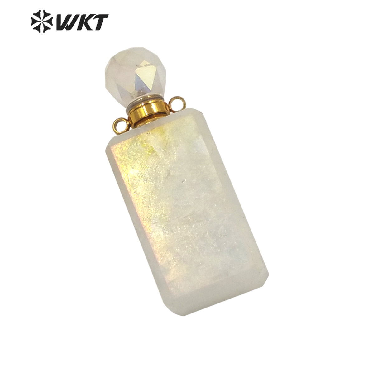 WT-P1651 Long Square Aura Crystal Quartz Stone Perfume Bottle Pendant for Necklace Design Women Wedding Anniversary Gift Pendant