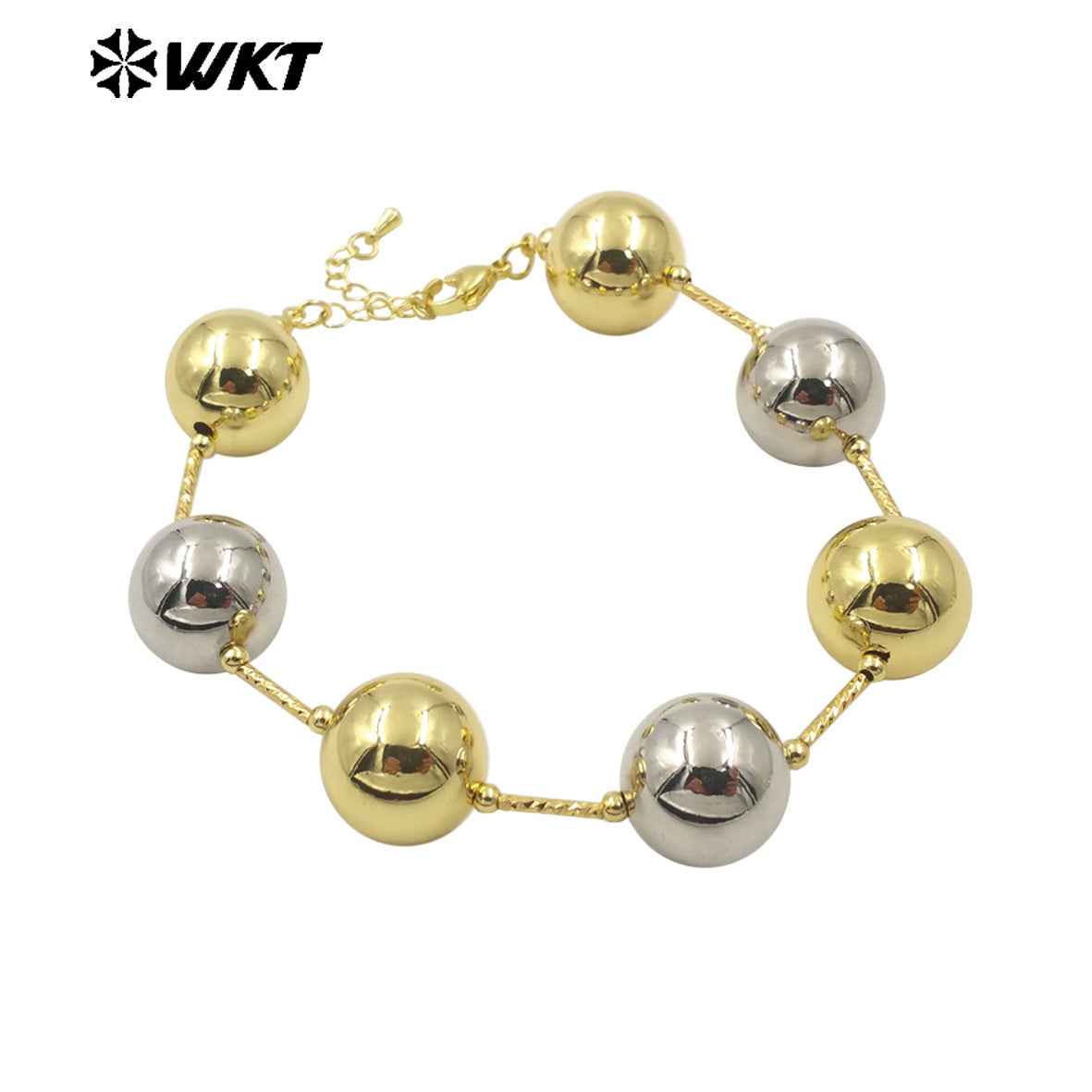 WT-JF351 Wholesale Fashion New Simple Locomotive Wind Style Big Round Metal Beads Chain Connect Bracelet