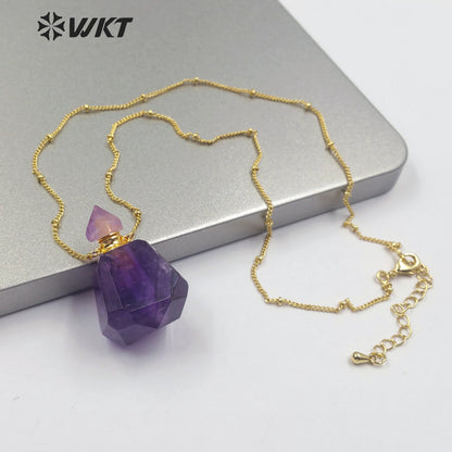 WT-N1173 Hot-sale Natural Stone Perfume Bottle Necklace Cherry Agate Necklace Women Stylish Amethyst Necklace Jewelry