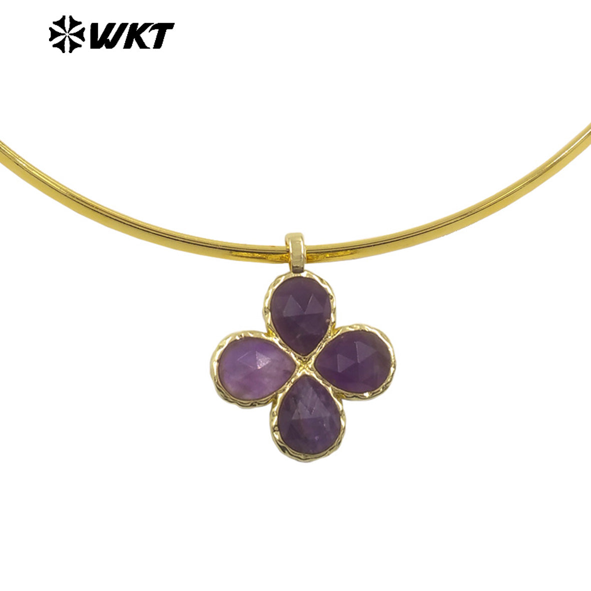 WT-N1527 Exquisite Lovely Gold Plated Vicious Natural Gemstones Little Flower Shape Necklace Choker For Lady Party Wearing