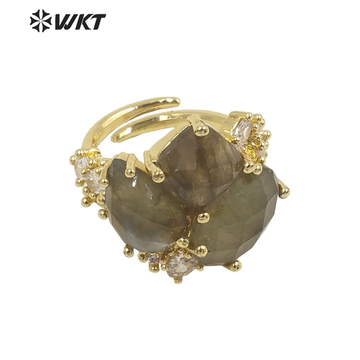 WT-R450 WKT Newest Natural Precious Triple Stone Geometric Shape Women Ring Ins Hot Gold Plated Lapis Jewelry Ring