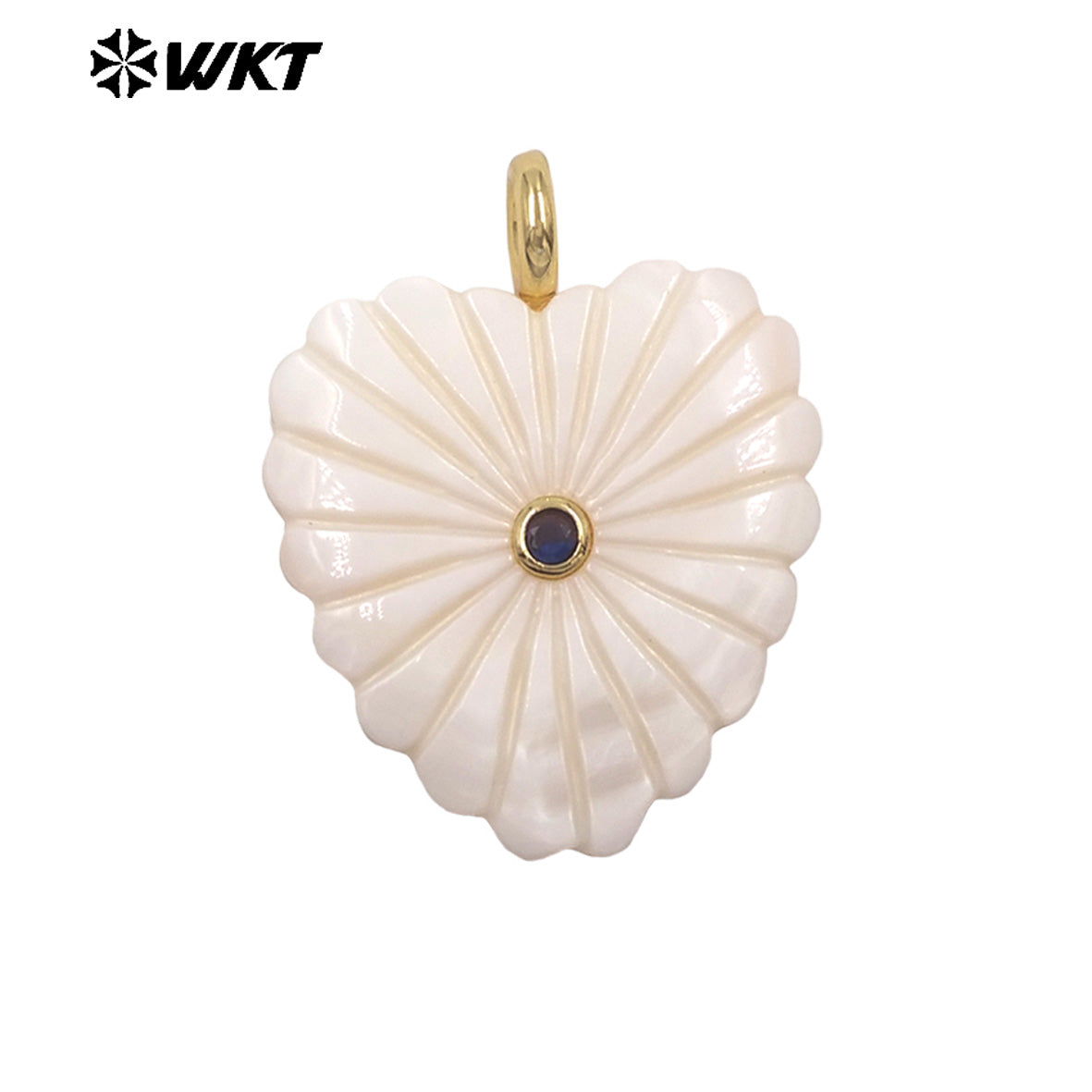 WT-JP526 Newest Exclusive Design Zircon And White Shell Hand Carved Heart Shape Pendant For Girls Romantic Jewelry Decorative