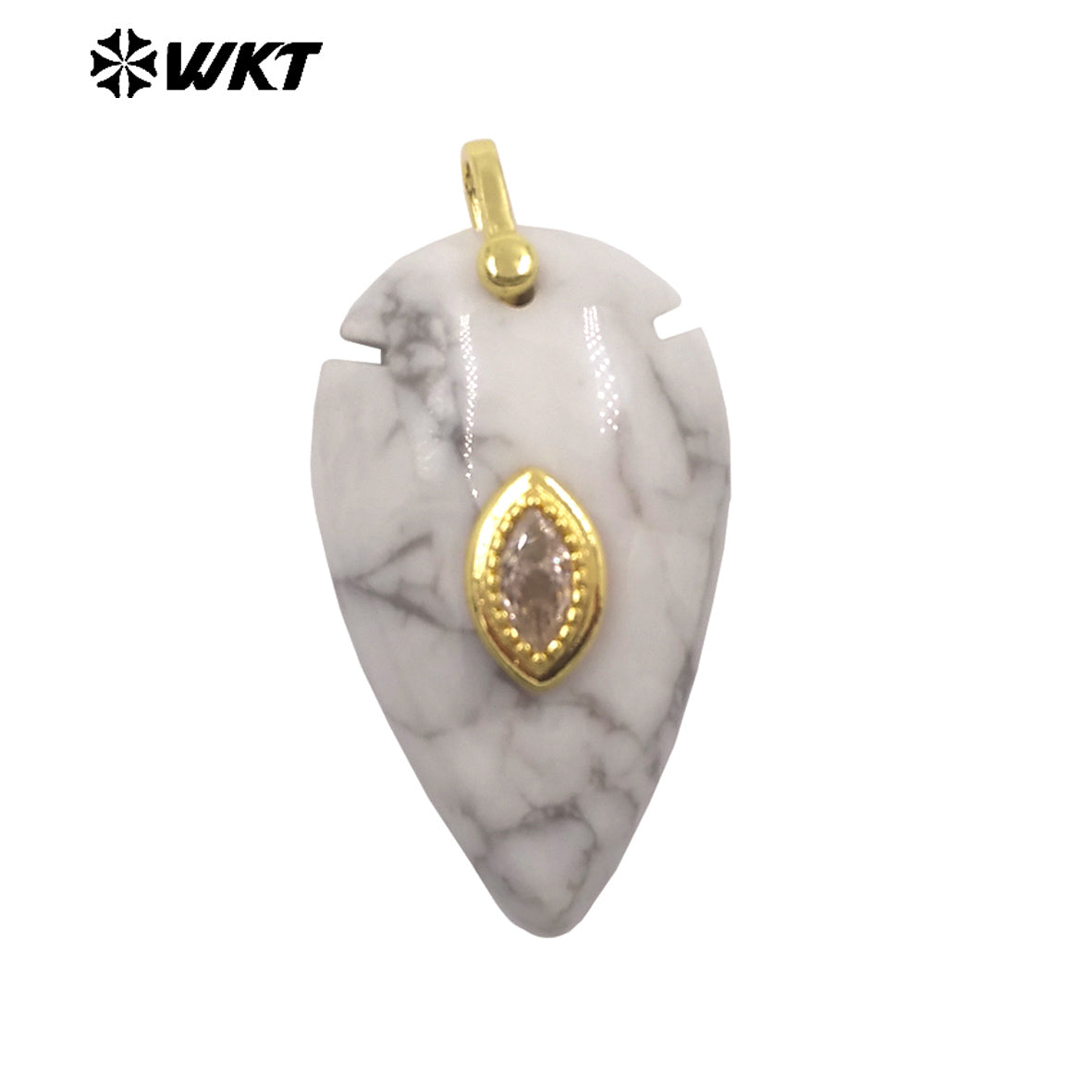 WT-P2144 New Product Colorful Zircon And Natural Gemstones Pointed Waterdrop Shape Gold Pendants For Unique Jewelry Making