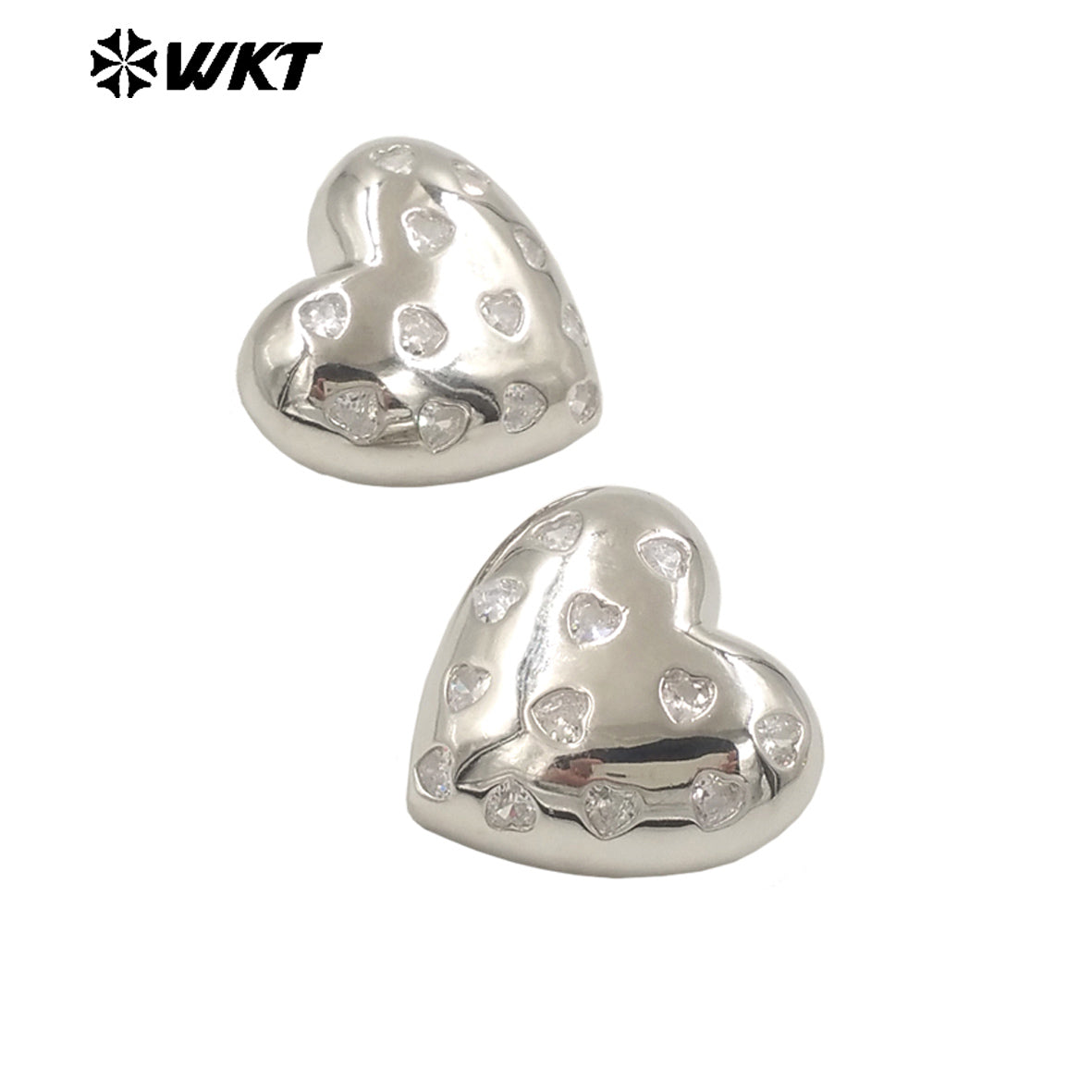 WT-ME114 Sweet Girl Heart Shaped Zircon Lovely Earrings Brass Exquisite Crafts for Women As Daily Decorations and Special Gifts