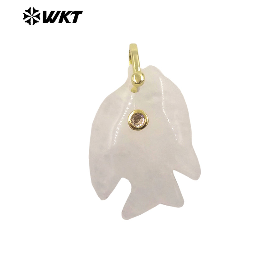 WT-P2106 Interesting Lovely Various Natural Gemstone And Zircon Fish Shape Charms Pendants For Women Fashion Jewelry Making