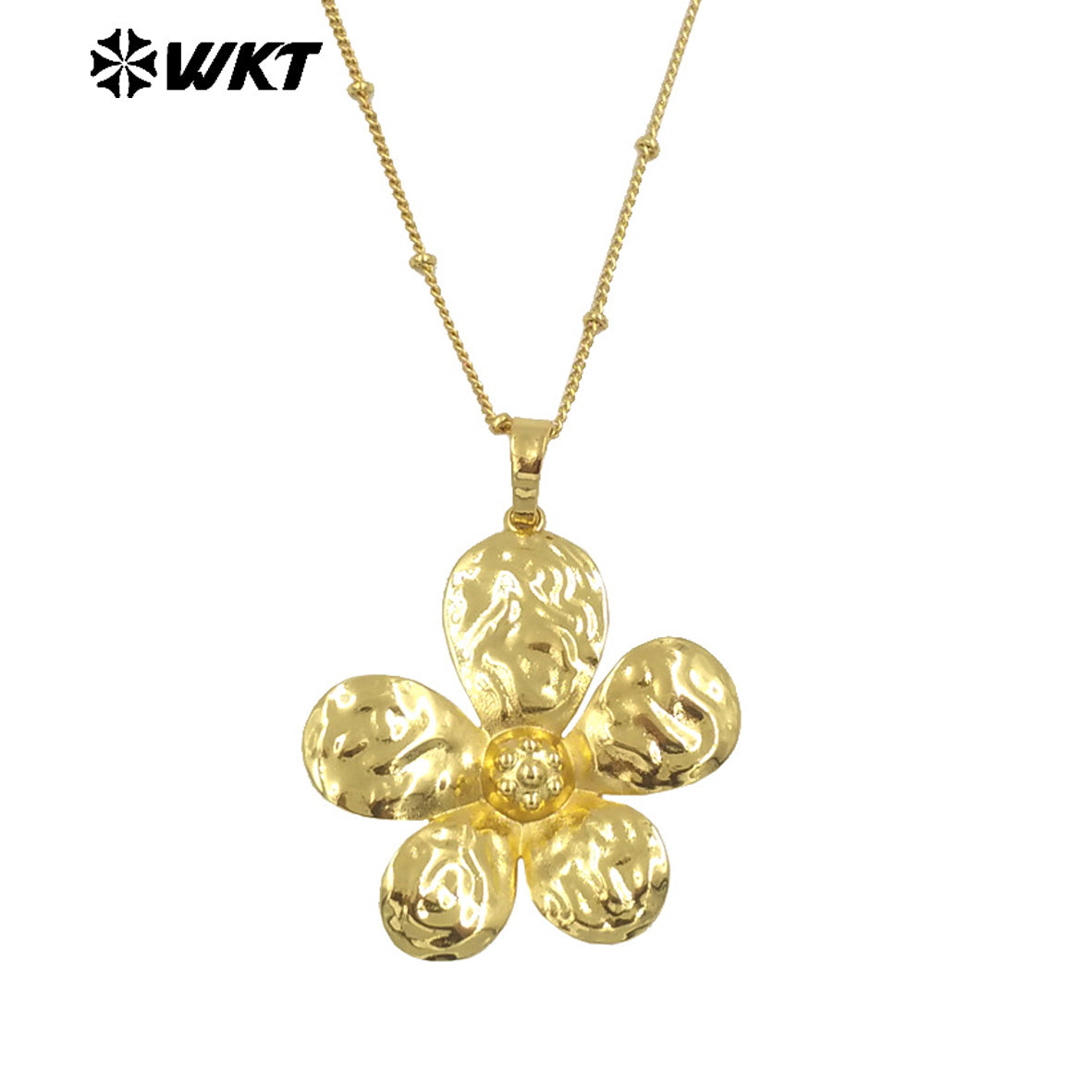 WT-N1478 Wholesale New Products Natural Yellow Brass Beautiful Delicate Flower Necklace for Women As Versatile Daily Decoration