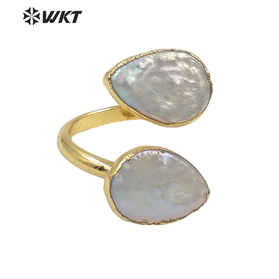 WT-MPR024 WKT2022 Special Natural Stone Star and Moon Shape Ring Natural Pearl Opening Adjustable Pearl Ring for Party Jewelry