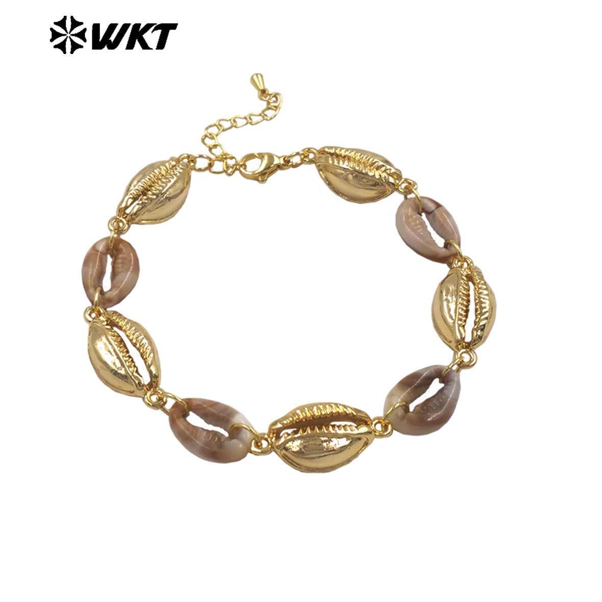 MPB135 Top Fashion Bohemia Style Gold Electroplated Metal And Resin Shell Charms Bracelets For Women Beach Party Matching