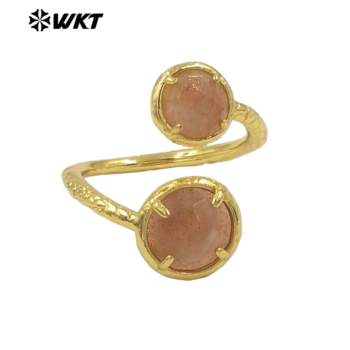 WT-R530 Wholesale Fashion New European Trendy Double Stone Adjustable Birthday Gift Lady Gemstone Ring