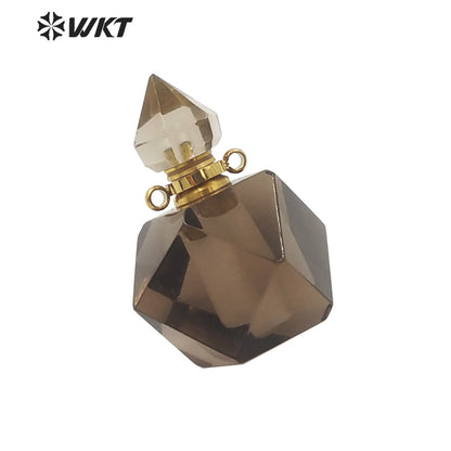 WT-P1658 Wholesale Faceted Natural Quartz Stone Perfume Bottle Pendant Fashion Lady Jewelry Necklace Stone Pendant for Perfume