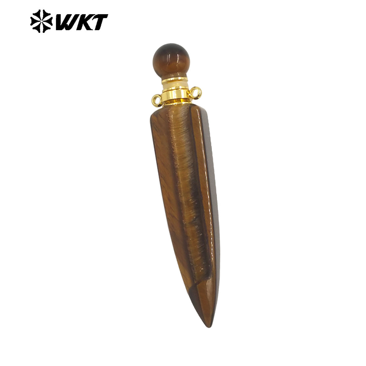 WT-P1984 Wholesale Fashion Gold Plated Long Bullet Shape Natural Lapis Amethyst Quartz Stone Made Women Perfume Bottle Pendants
