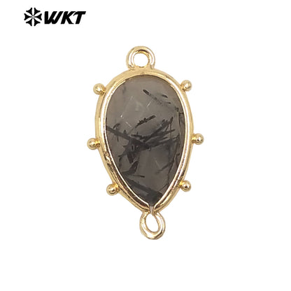 WT-C329 WKT Spring Series Candy Color Lovely Small Teardrop Natural Sun Stone Bracelet Connectors for DIY Jewelry Making