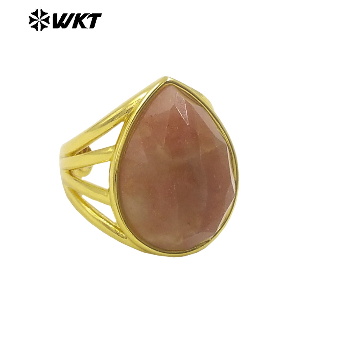 WT-R425 Wholesale Fashion Gold Bezel Natural Teardrop Stone Ring Amazing Gorgeous 18k Resist Tarnishable Lapis Drop Ring