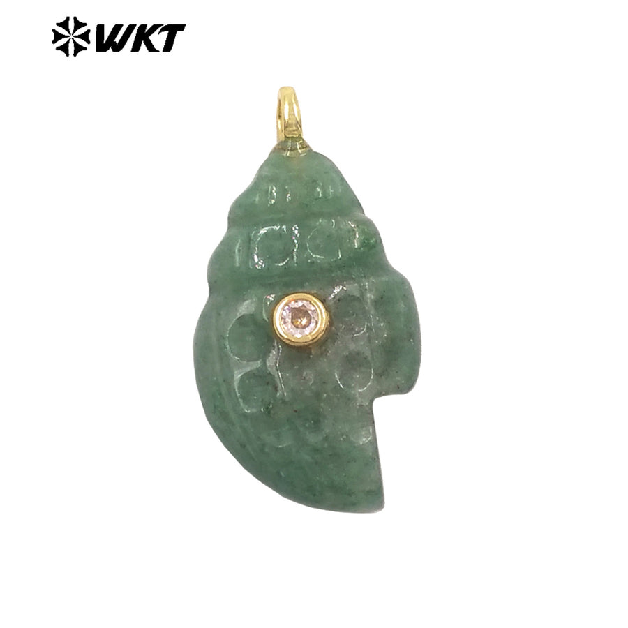 WT-P2122 Popular Lovely Style Natural Gemstones And Zircon Conch Shape Pendants For Handmade Earrings DIY Accessories
