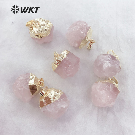 WT-P1449 Wholesale New Arrival Lovely pink Natural Stone Pendant Give Gifts to Women or Children Rose Quartz Pendant