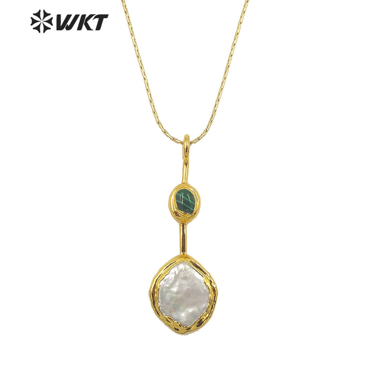 WT-JN261 WKT Newest Design 18K Real Gold Plated Resist Tarnishable Natural Freshwater Pearl Pendant Necklace With 18 Inch Chain