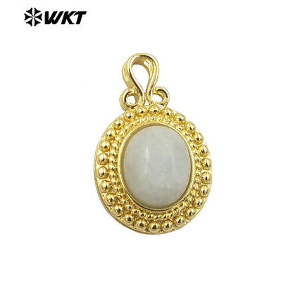 WT-P1963 Amazing New Design Small Europe Style Oval Amethyst Stone Setting Jewelry Charms for Necklace