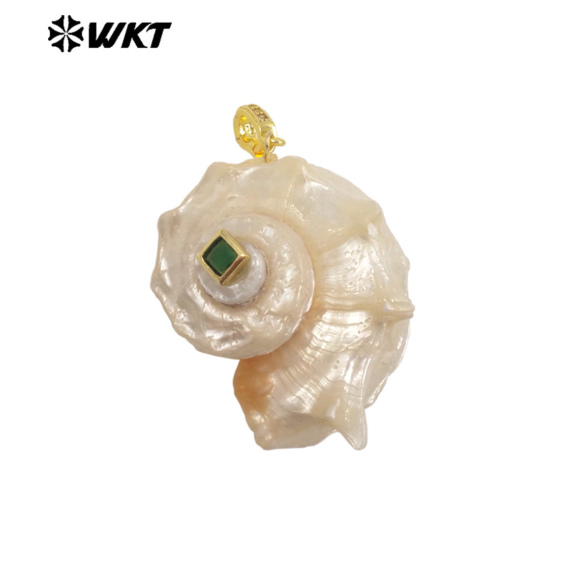 WT-JP475 New Arrival Vintage Style Zircon And Natural Trumpet Gold Pendants For Women Earrings Necklace Jewelry Making