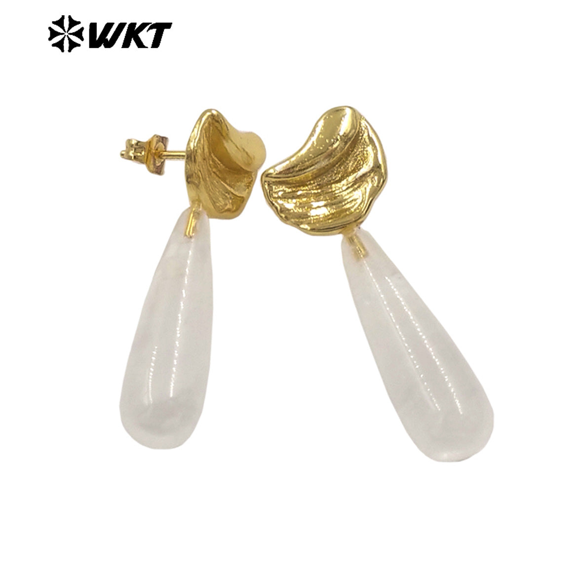 WT-E802 Delicate Design 18K Gold Plated Amazonite Natural Gemstones Waterdrop Shape Earrings As Lady Elegant Jewelry Gifts