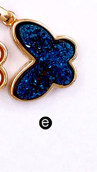 WT-P1325 WKT Wholesale New Arrival Natural Butterfly Drusy Agate Real Gold Silver Plated Pendant for Women