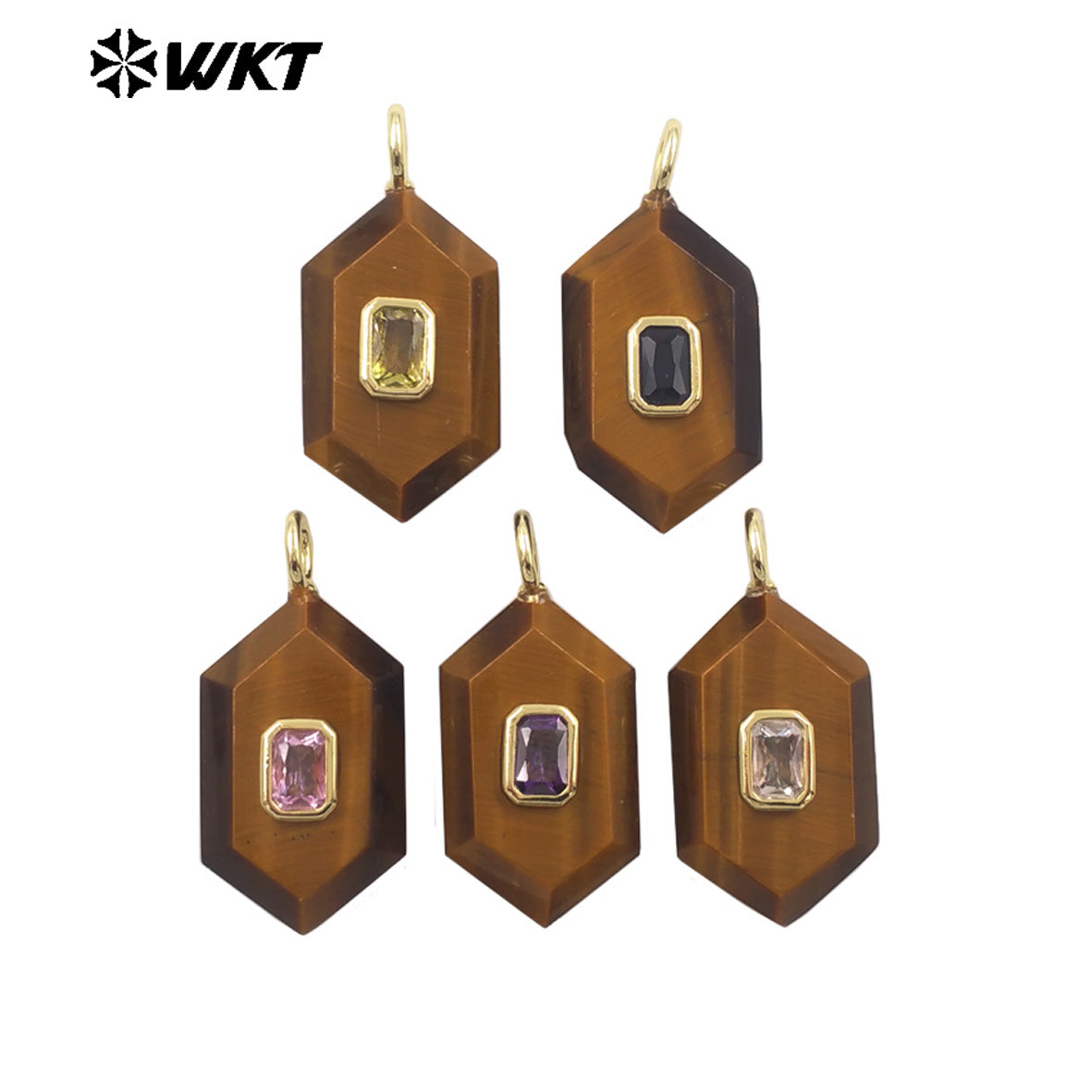 WT-P2083 New Arrival Zircon And Labradorite Various Natural Gemstones Geometric Shape Pendants For Handmade Earrings DIY