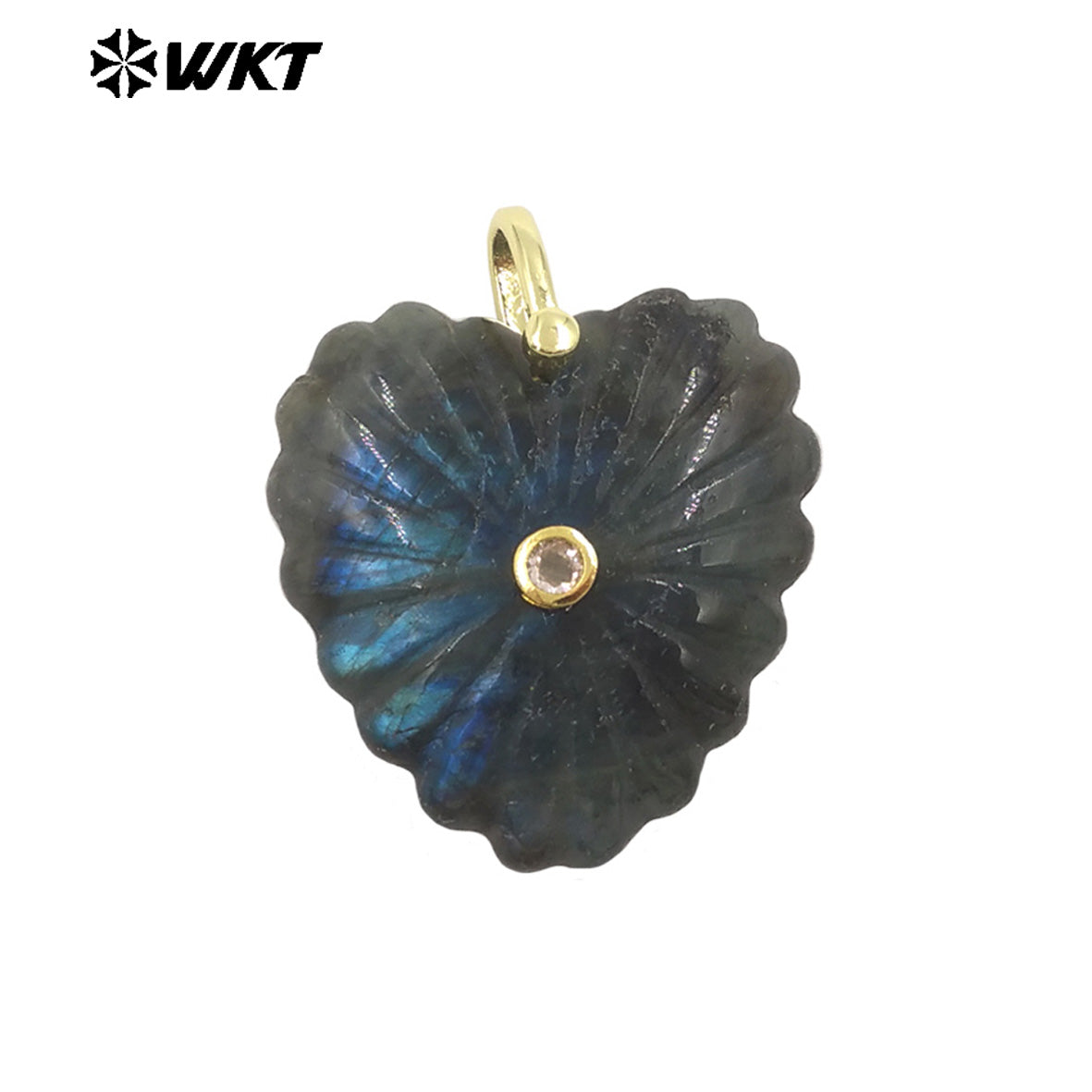 WT-P2091 Fashion Wholesale Natural Gemstone Hand Carved Heart Shape Gold Pendants For Friends Anniversary Gift Accessories