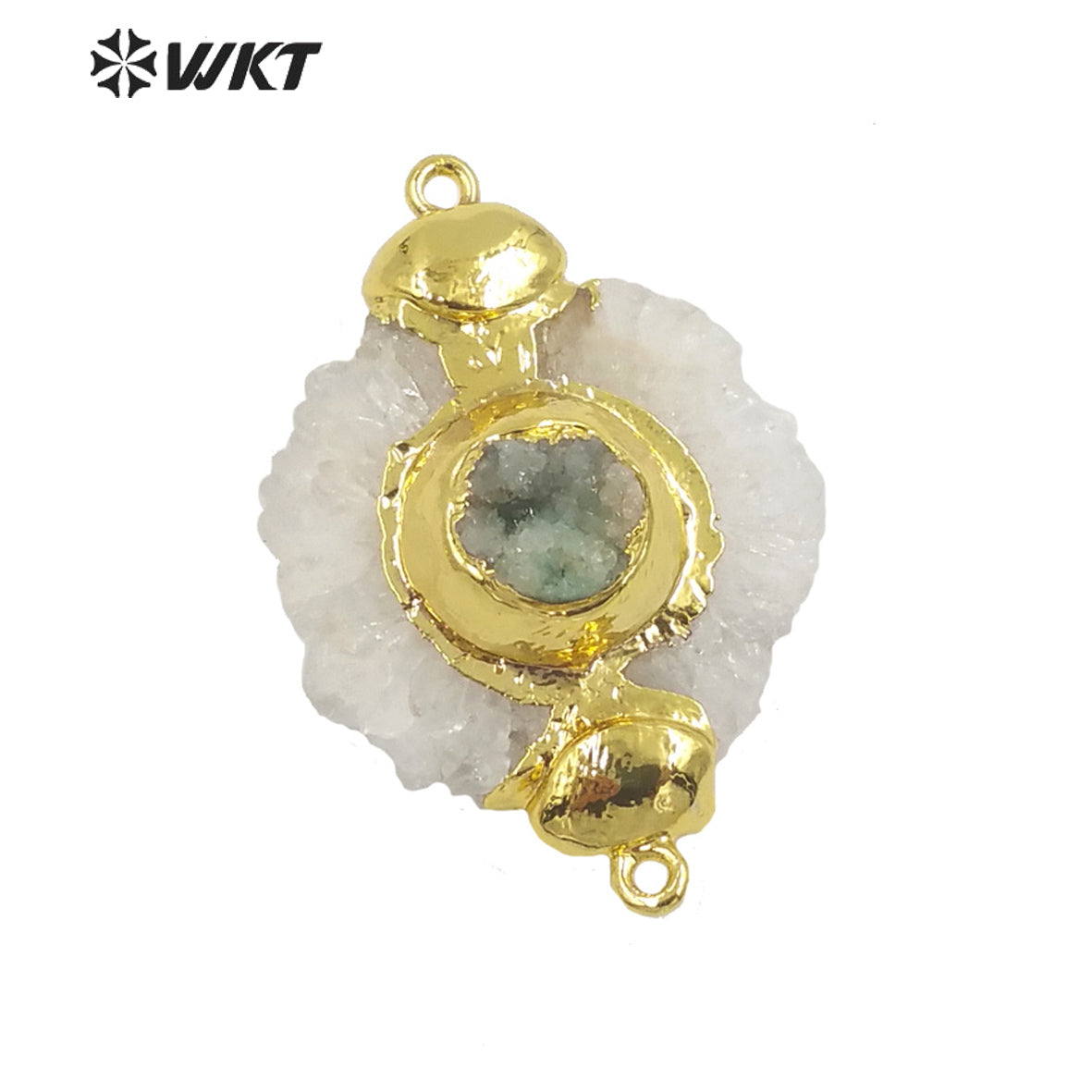 WT-P1772 WKT 2022 Lady Jewelry Style Natural Stone Stalactite Stone Druzy Quartz Flower Shape Fashion Pendants Jewelry Necklace