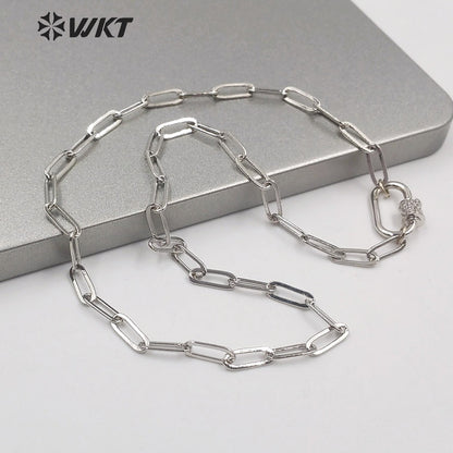 WT-N1223 Most Populared Hot Long Link Chain Necklace 18k Real Gold Plated Resist Tarnishable Brass Link Chain Necklace