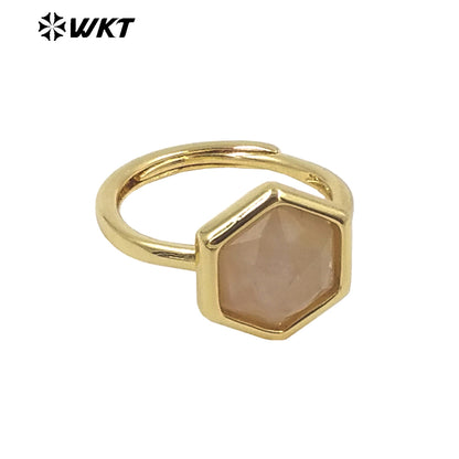 WT-R468 Newest Fashion Trendy Ring 18k Real Gold Plated Round Star Stone Anniversary Women Ring Hot INS Stone Ring