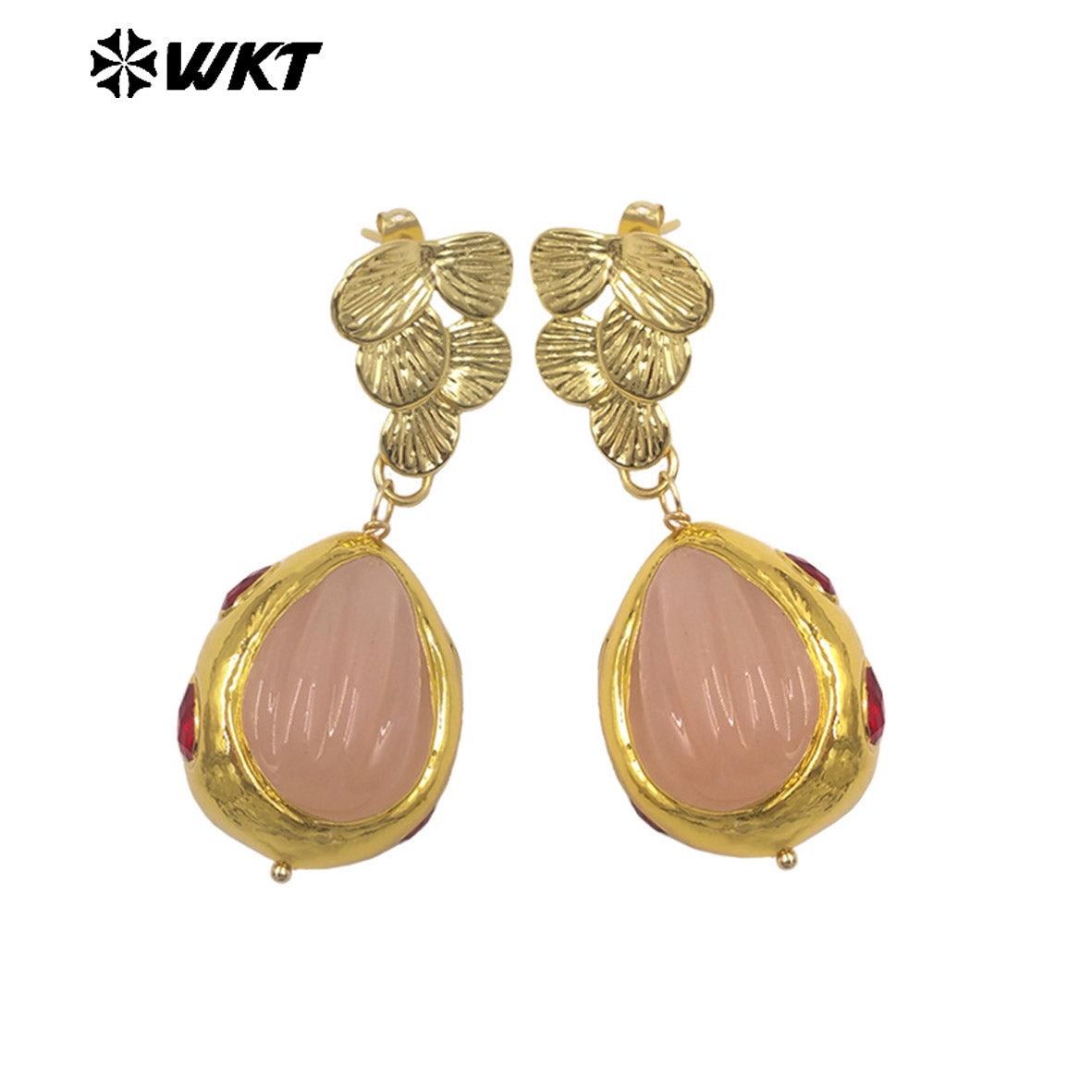 WT-E805 High Quality 18K Gold Plated Hand Carved Colorful Glaze Waterdrop Shape Earrings For Female Party Wearing Jewelry