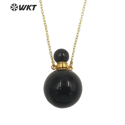 WT-N1442 WKT Best 2023 Newest Natural Aura Cluster Quartz Women Simple Hoop Aura Perfume Bottle Necklace