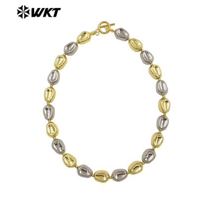 WT-JFN29 High Quality 18K Gold Plated and Silver Round Irregular Natural Brass Beads Exquisite Necklace for Women As Party Dress