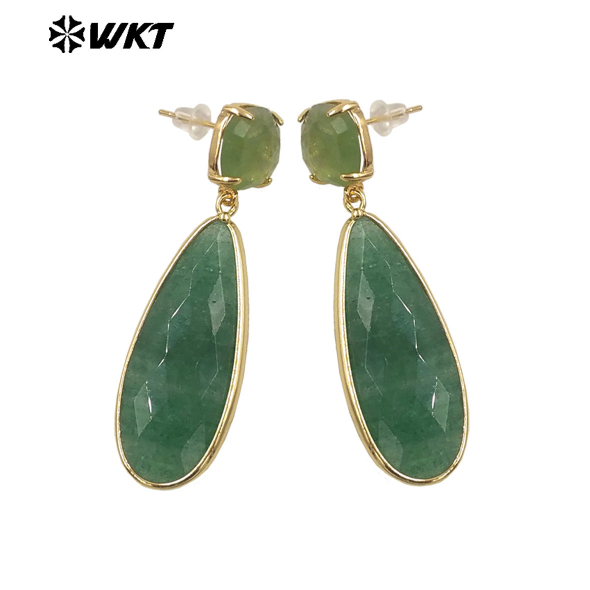 WKT-E759 Exquisite Super Colorful Long Earring Waterdrop Shape Natural Stone Material Accessory for Women Birthday Gifts