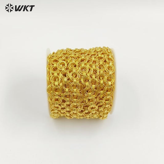 WT-BC248 Wholesale New Design Yellow Brass Chain With Gold Plated For Luxury Jewelry DIY Link Finding Double Circles