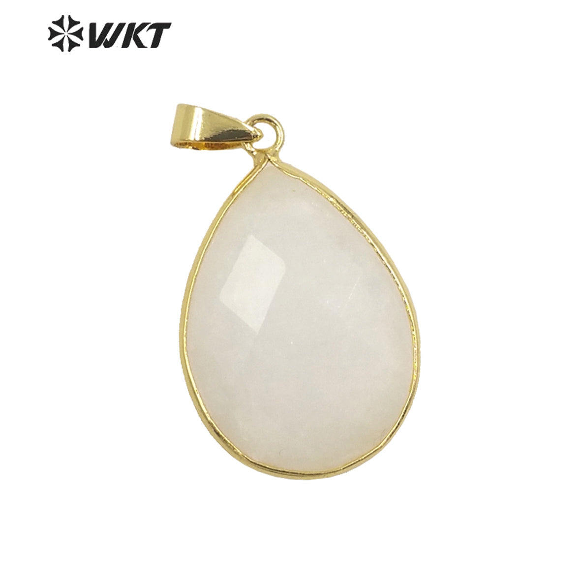 WT-P1896 WKT New Material Design 24MM Diamond Faceted Waterdrop Yellow Citrine Fluorite Stone Pendant for Earring Match