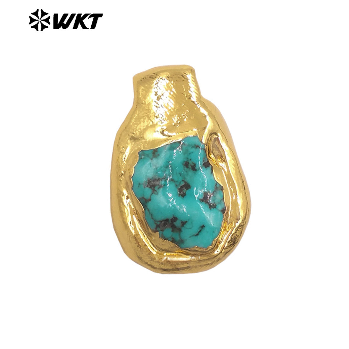 WT-P2035 Delicate Gold Plated Natural Quartz And Turquoise Irregular Little Stone Pendant For DIY Making Friend Gift Jewelry