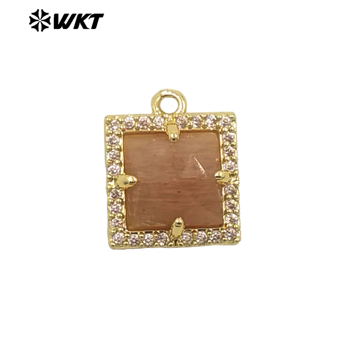 WT-P1994 Wholesale Jewelry Colorful Square Shape Gemstone Tiny Pendant With Zircon Paved Earring Fine Accessory Making