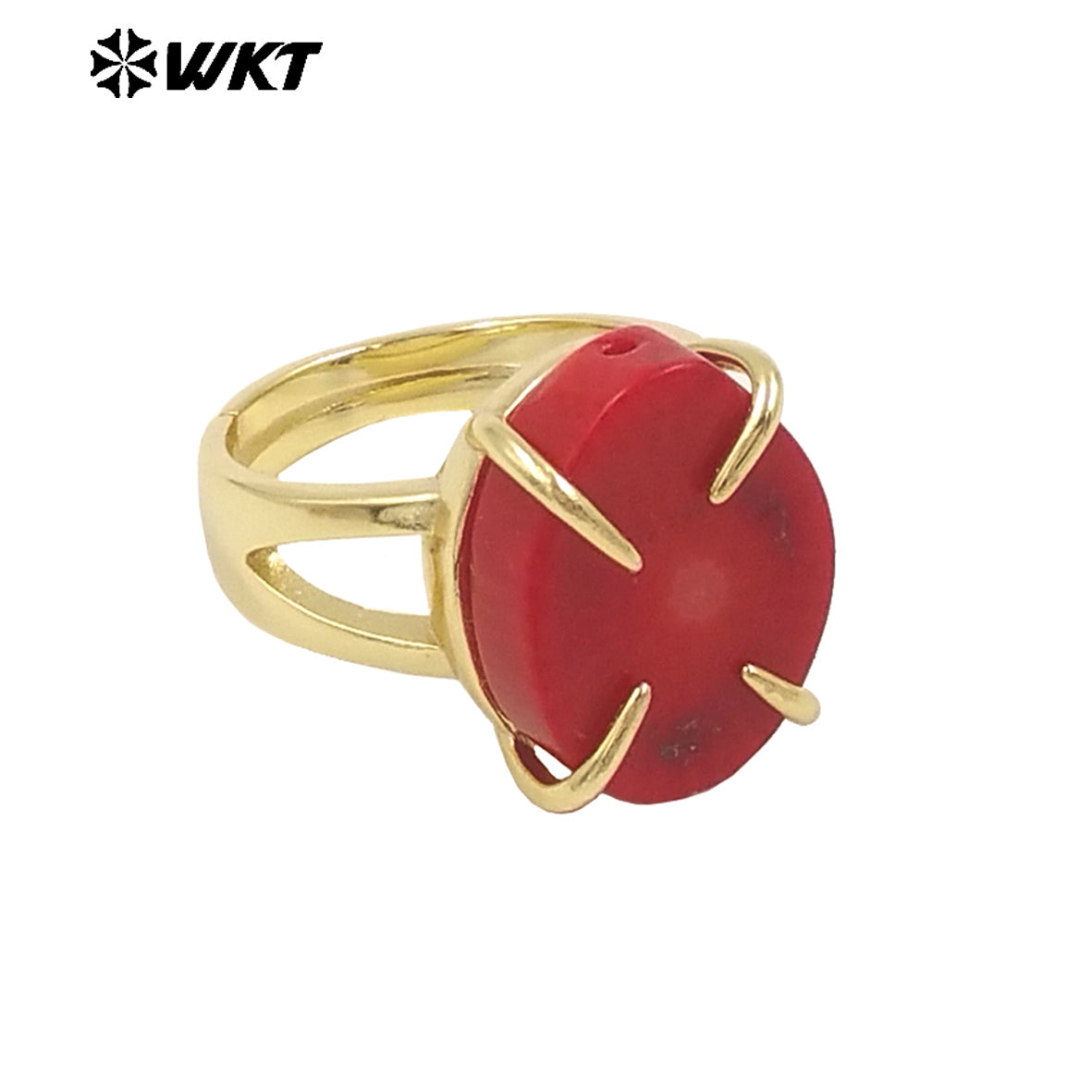 WT-MPR109 High Quality Round Shape Red Coral and Pearl With 18k Gold Plated Ring for Unisex or Couple Accessory