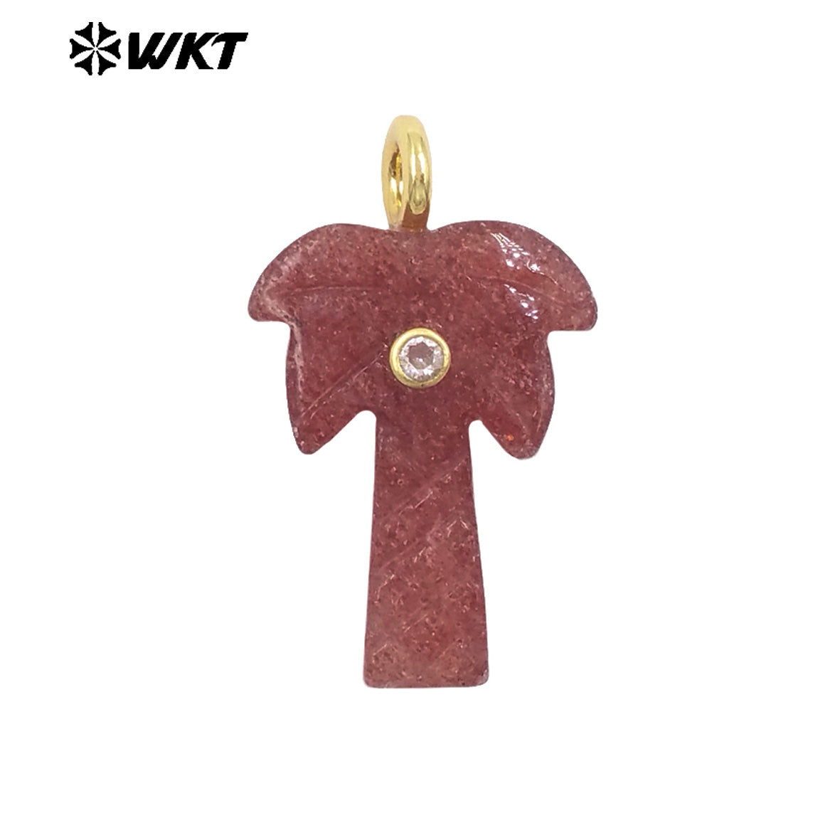WT-P2109 Exquisite Design Zircon And Natural Gemstones Carved Coconut Trees Shape Pendants As Women Fashion Jewelry Accessory